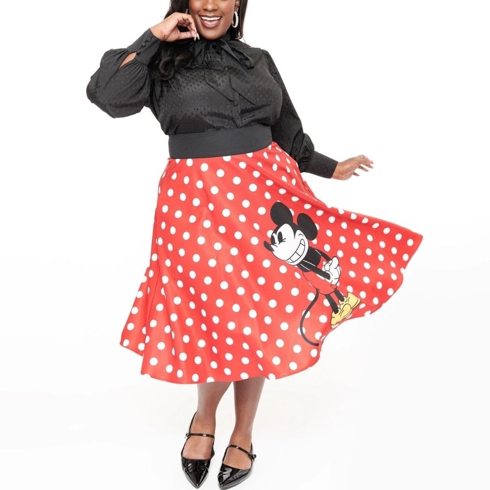 Unique Vintage Red Asymmetrical A-Line Midi Skirt